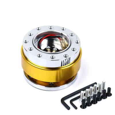 Gold Car Quick Release Steering Wheel Snap Off Hub Adapter Boss Kit 6 Hole