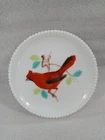 Vintage Westmoreland Beaded Edge Milk Glass Plate Cardinal Bird 7"