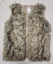   Wonder Nation Girl's Faux Fur Front Knit Back Vest Size M 7-8 Brown Multicolor