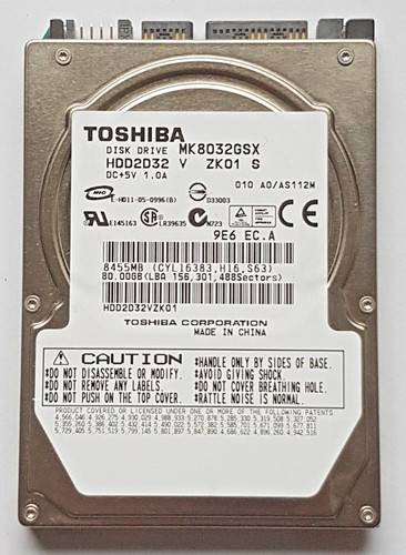 80 GB SATA Toshiba MK8032GSX 5400rpm 8MB HDD 2.5" interne Festplatte