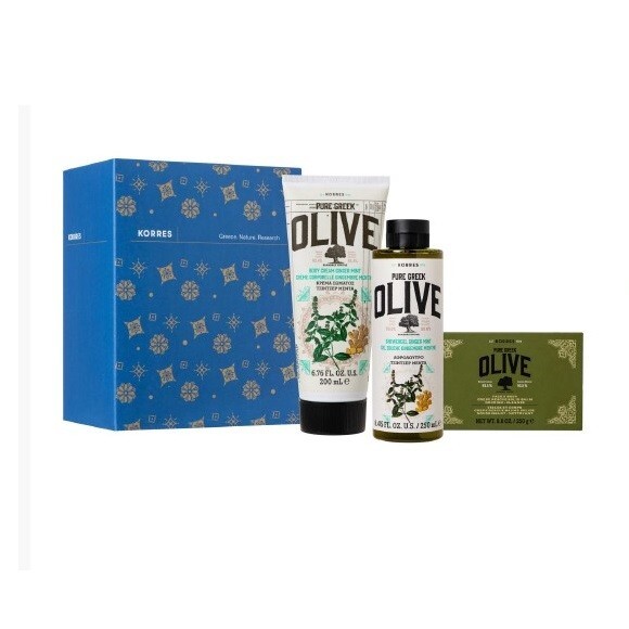 Korres Set Shower Gel&Ginger Mint Body Cream&Cleansing Bar