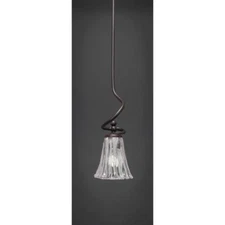 Toltec Lighting Capri Stem Mini Pendant, Fluted Italian Ice Glass - 901-DG-729