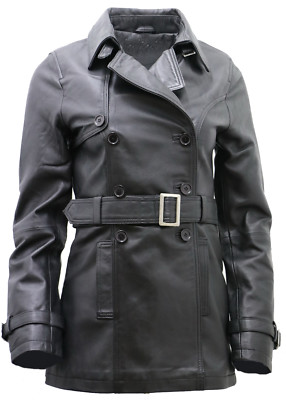 Trench Coat Ladies Black Three Quarter Length Coat Womens Banton
