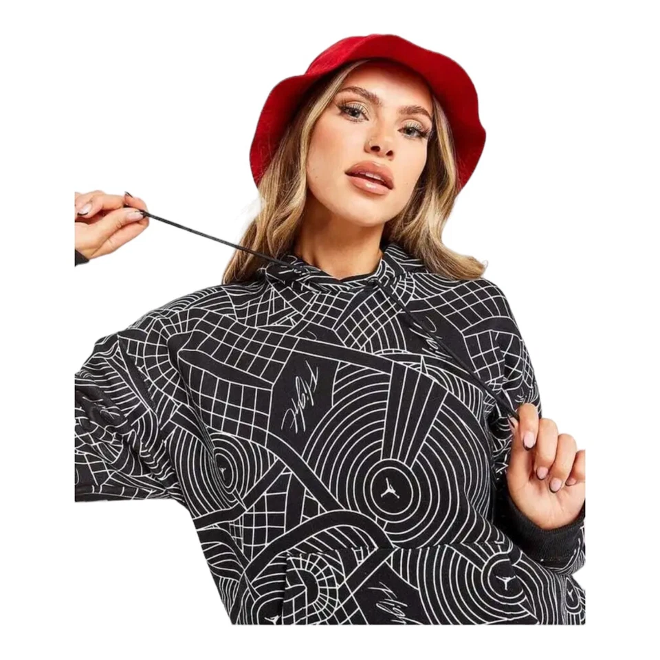 Nike Jordan Flight Print Allover Hoodie Black/White DV1417-010 Women's Size XS - Image 4 of 4