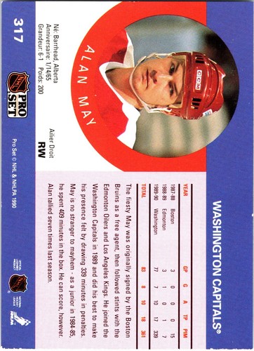 1990-91 Pro Set #317 Alan May - Picture 2 of 2