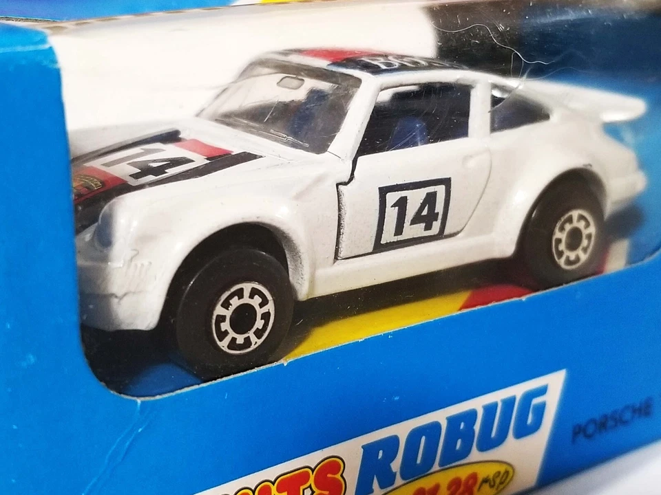 Caja de cerillas Porsche Turbo Hugo Boss / 1987 / Raro sin perforar Linkits Robug caja azul Foto 4 de 4