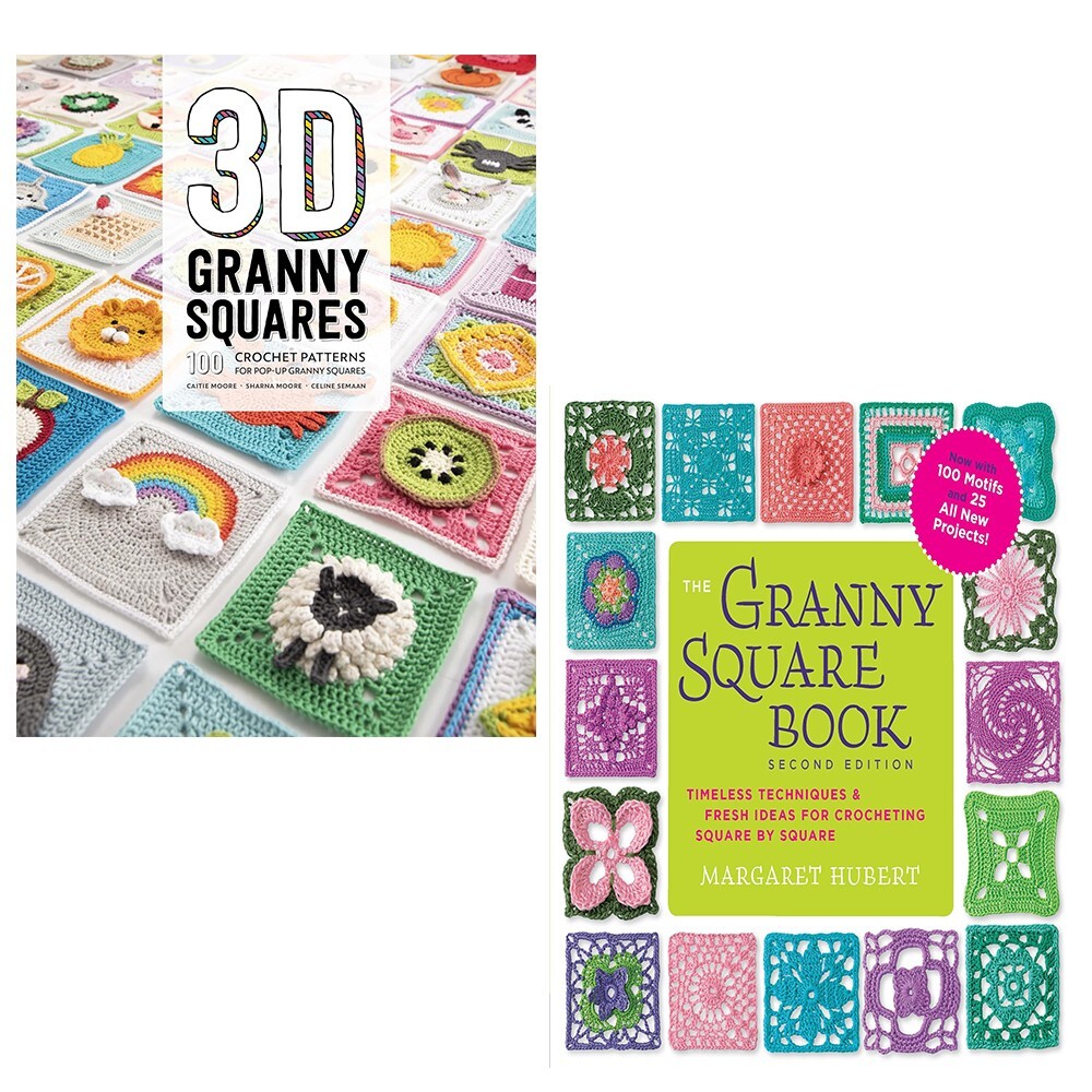 Granny Square Book Margaret Hubert,3D Granny Squares Caitie Moore 2 Books Set