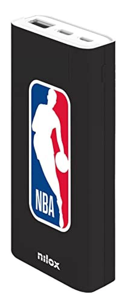 Nilox, Power Bank Black NBA, Power Bank con Dual input Micro USB e USB-C, Batter