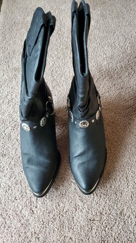 Dingo Olivia Slouch Black Leather Western Cowgirl Boots Women's 6.5W - Picture 3 of 6