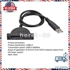 SATA Slimline to USB 2.0 Adapter Cable for Laptop CD DVD Rom Drive 7 6 13Pin