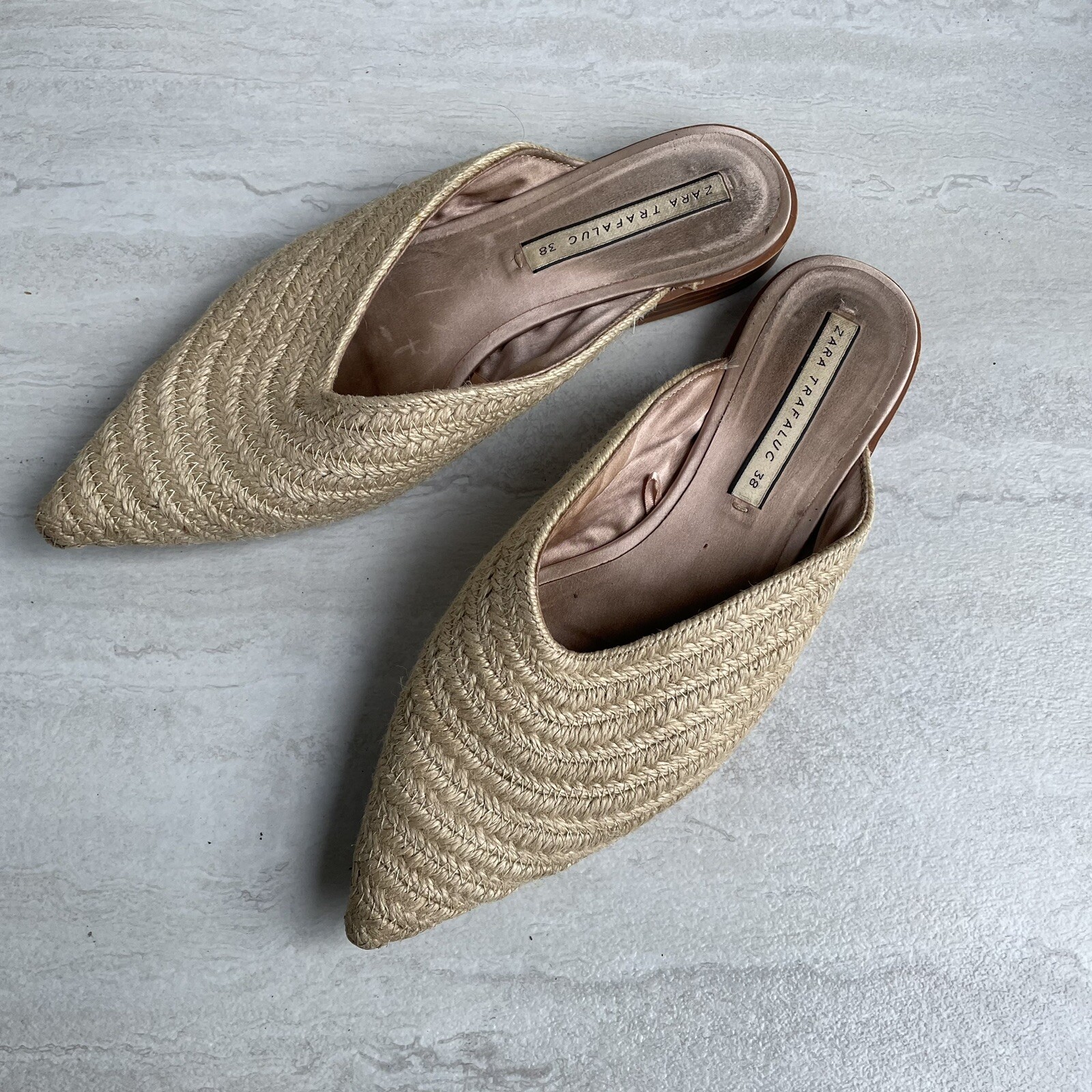 Zara Trafaluc Braided Mules Pointed Toe Ecru 38 | eBay