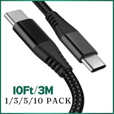 PD 60W USB-C to USB-C Cable 10ft Type C Fast Charger For iPhone 15 16 17 Pro Lot