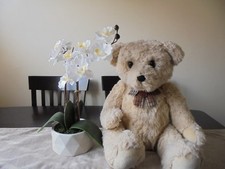 FAO Schwarz Tan Teddy bear plush with ribbon approximately 22 inches 