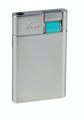 Zino ZS Jetflame Cigar Lighter, Brushed Chrome & Cyan, 117374, New
