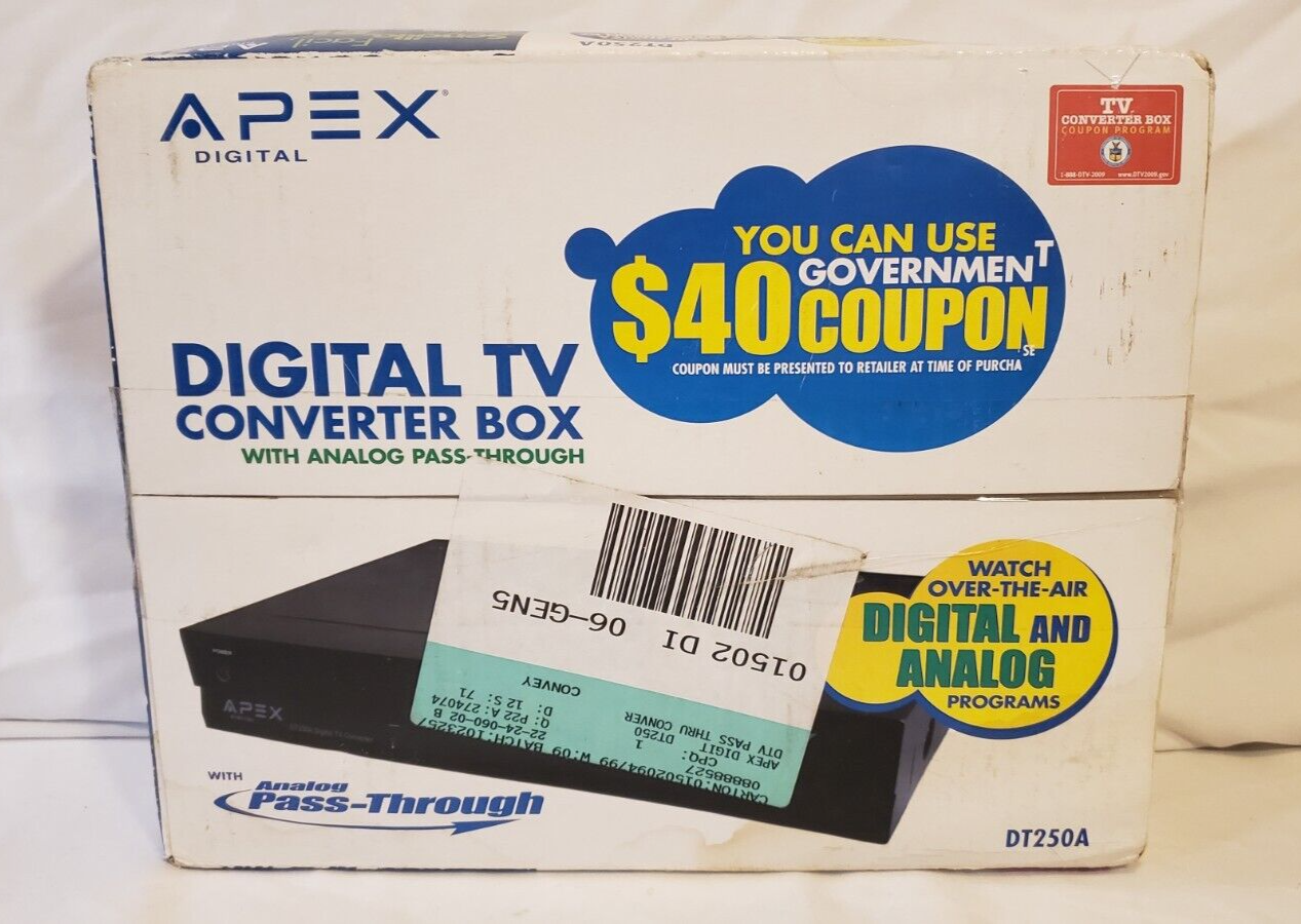 Apex Digital TV Converter Box with Analog Pass Through DT250A New