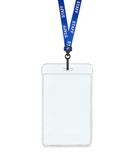 Correa para el cuello con cordón de identificación de personal azul clip de plástico e insignia vertical porta tarjetas bolsa