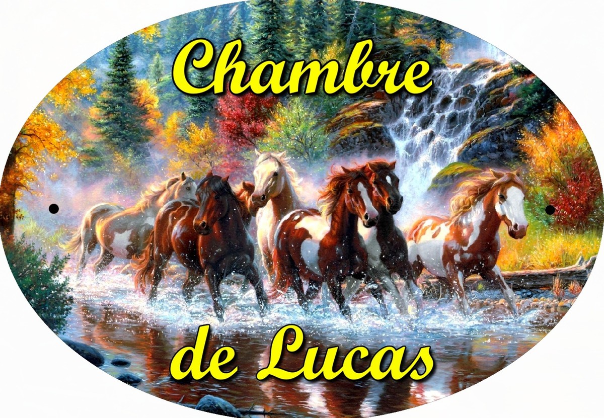 Plaque de porte motif cheval chambre bureau etc ... personnalisé prénom