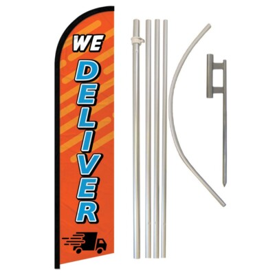 We Deliver Windless Banner Swooper Advertising Flag Kit Delivery Available BL/OR