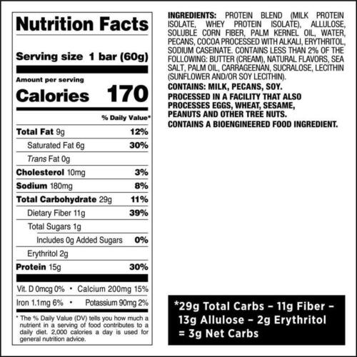 Crispy Protein Bar Chocolate Caramel Pecan Gluten Free 15g Protein 4 Count Snack - Picture 11 of 12