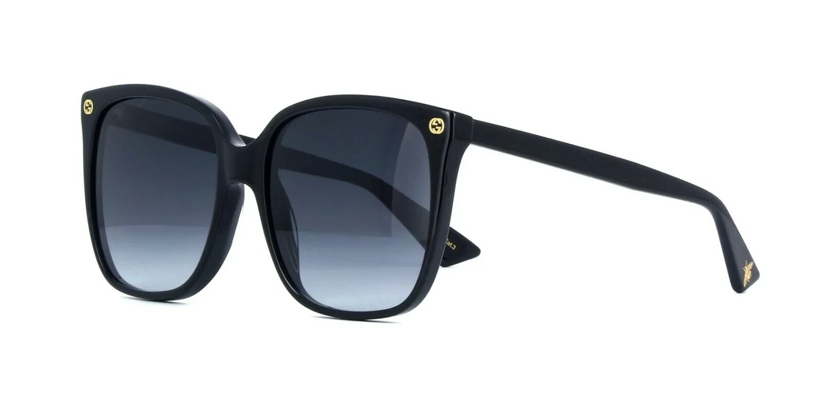 Gucci GG0022S Cat Eye Sunglasses Black Frame Grey Gradient Lens-image