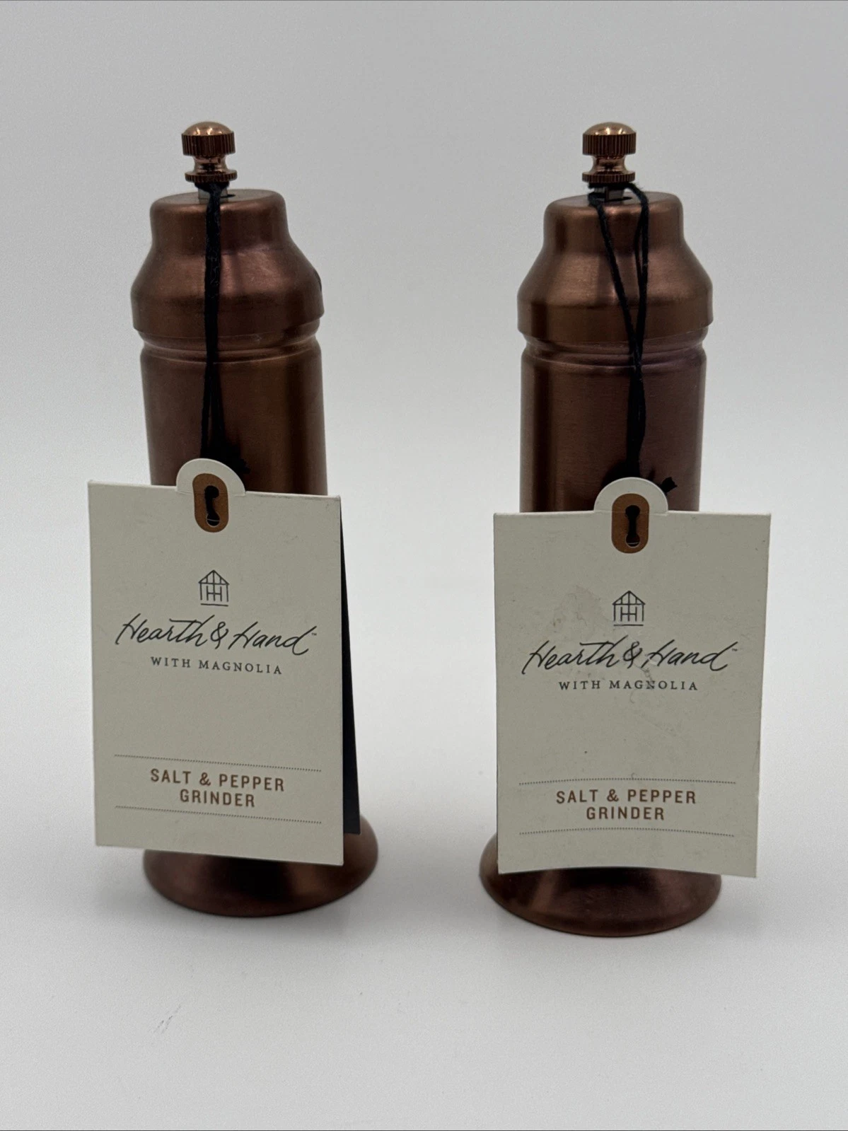 Hearth & Hand Magnolia Salt & Pepper 2pc Copper Gold Finish Crank Grinder-New