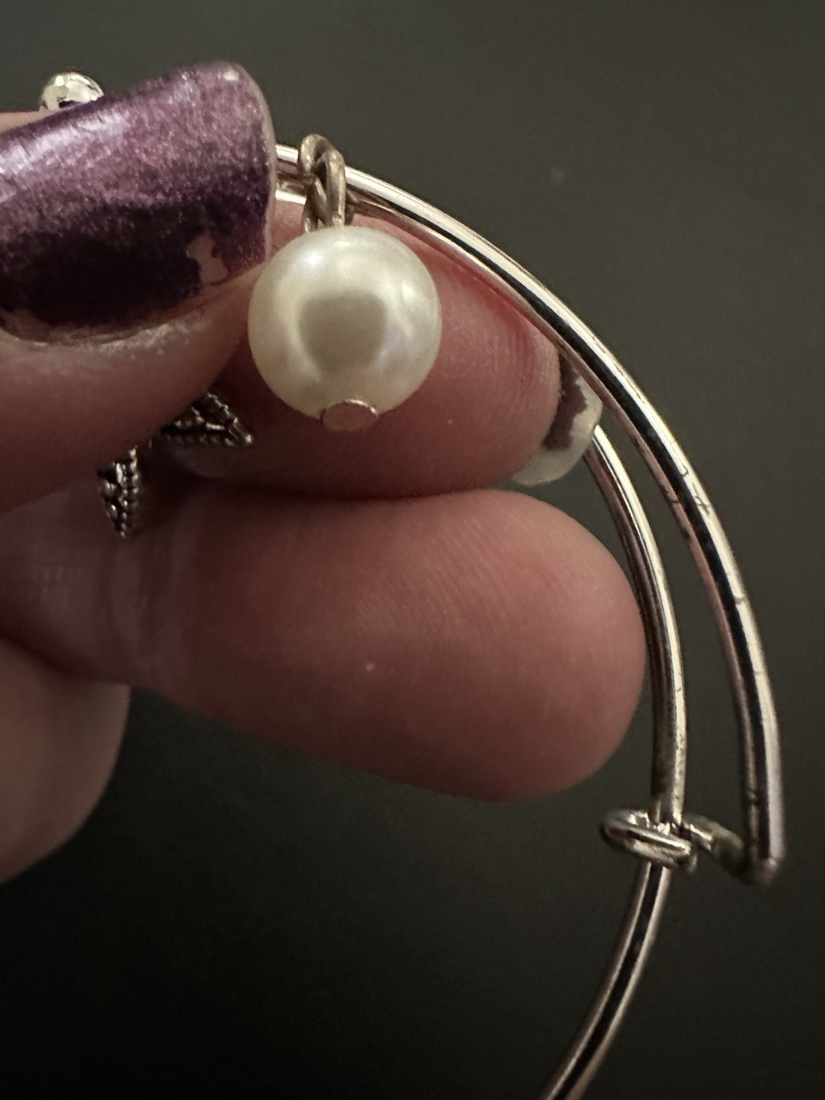 Beach Themed Silver Shell Bangle Bracelet - image 4