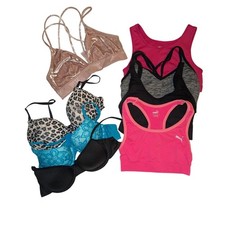 Assorted Bras Bundle Victoria Secret Pink Puma Sports Bra Blue Leopard 36B 36A