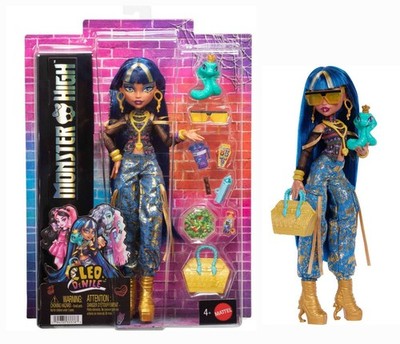 Monster High Cleo De Nile, Crop & Golden Denim Cargo Pants, Pet Snake Hissette 