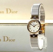 Christian Dior Bangle Watch WB8101 Quartz Silver White Case 70mm
