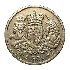 2015 UK £1 Pound Royal Arms Heraldic Emblems Queen Elizabeth II Coin 