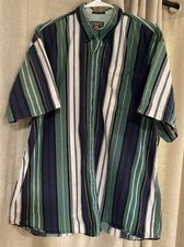 Vintage 90s Chaps Ralph Lauren Size XL Blue/Green/White Stripe Button Up Shirt