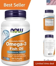NOW Supplements, Omega-3 180 EPA / 120 DHA, Molecularly Distilled, Cardiovascula