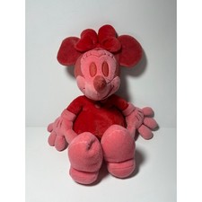 Disney Store Minnie Mouse Plush Red Pink w Cherry 17" Beanbag Belly Feet