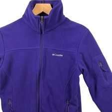 Columbia Fast Trek II Fleece Jacket Women Size S Purple Full Zip Mock Neck Logo