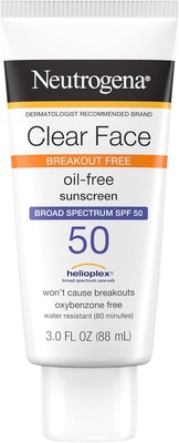 Neutrogena Clear Face Sunscreen SPF 50 | Oil-Free | Breakout-Free Facial Sun Pro
