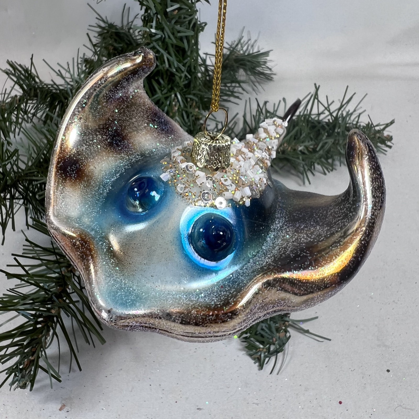 Kurt Adler Stingray Glass Ornament Sea creature Coastal Nautical Christmas 5"