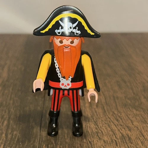 Playmobil Geobra Figure Pirate Long Red Beard Sword Skull Hat Vintage 1993