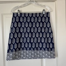 TALBOTS Women s 4 Cotton Canvas Blue Floral Straight Pencil Skirt Classic Career