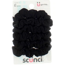 2 Pack Scunci Mini Slinky Black Twister Hair Scrunchies, Black, 6 Ct