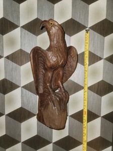 Wood Carved Eagle - 13 In High