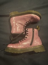 Dr. Doc Martens Youth 1460 Pink Glitter Lace Up Combat Boots Size 13 Great