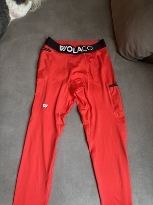 WO LACO Mens Solid Red Activewear Leggings, Size L Regular