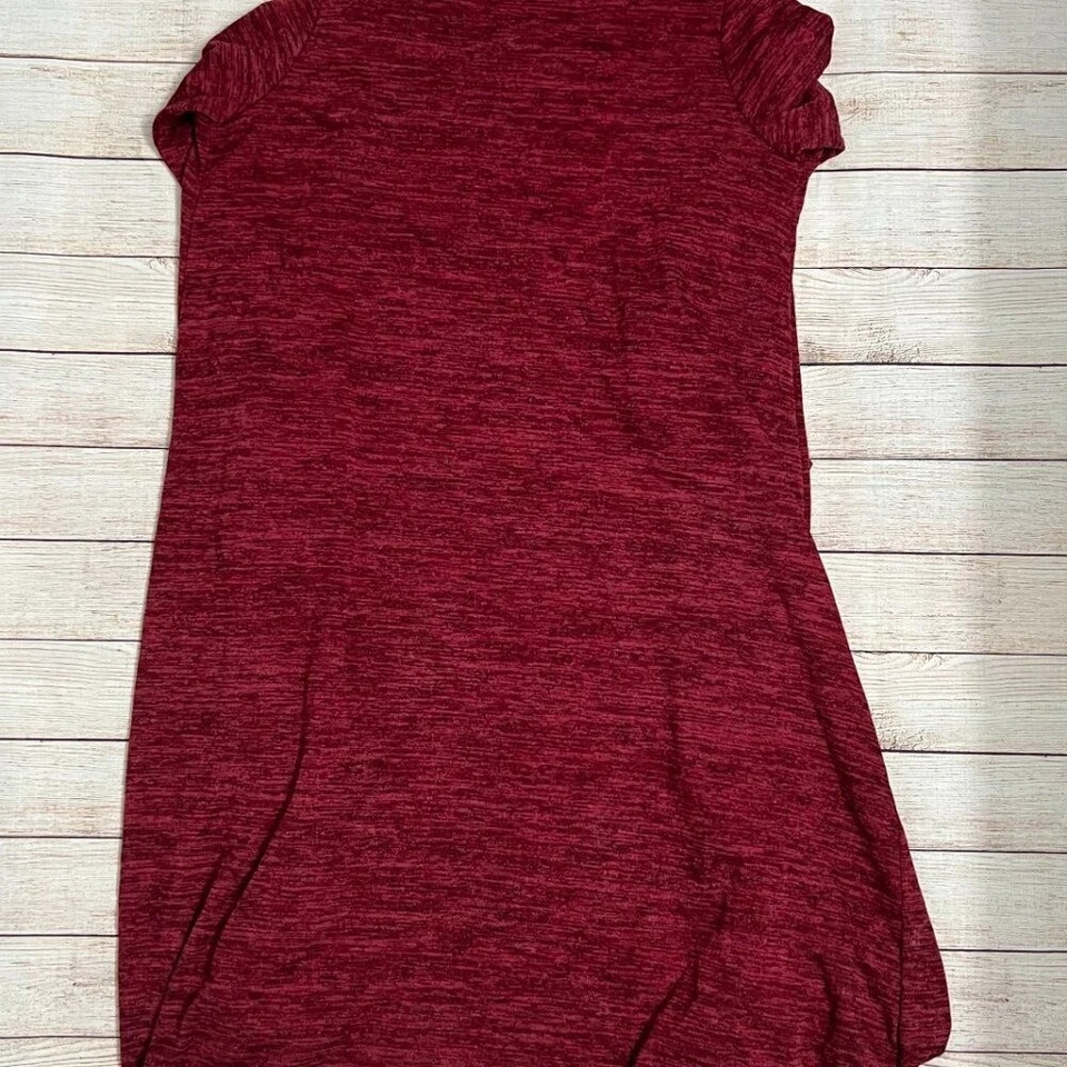 Cárdigan LuLaRoe Sarah Mediano Rojo Borgoña Jaspeado Largo Plumero Frente Abierto Foto 2 de 4