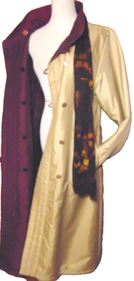 VINTAGE AQUA SHEEN BY EXYLIN WOMENS REVERSIBLE NYLON RAIN COAT/WINDBREAKER~S/M