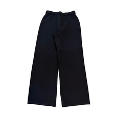 St. John Santana Knit Straight Wide Leg Pants Womens 8 Black Wool Quiet Luxury