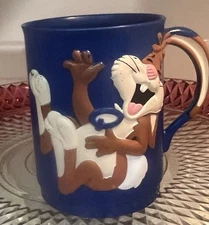 Vintage Nestle Quik Bunny Rabbit Blue Plastic Mug Cup Chocolate Milk