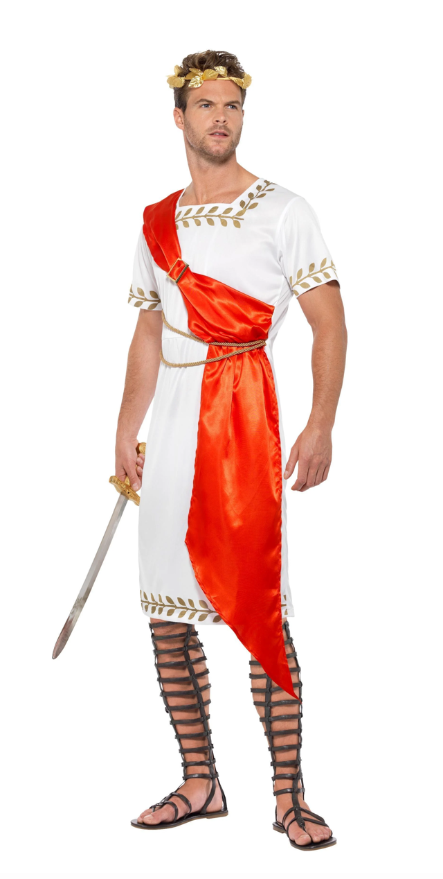 Roman Senator Costume Julius Caesar Toga Mens Fancy Dress Outfit XL