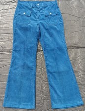 Vintage 1970s Levi's For Gals Big E White Tag Blue Corduroy Flare Bell Bottoms
