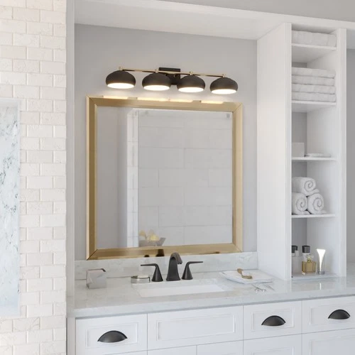 Vaxcel Lighting W0387 Belmont 4 Light 38"W Bathroom Vanity Light - Black - Picture 3 of 8