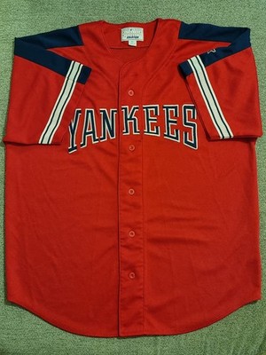 New York Yankees Vintage Official 90s Red Baseball Jersey Genuine Starter XL Top